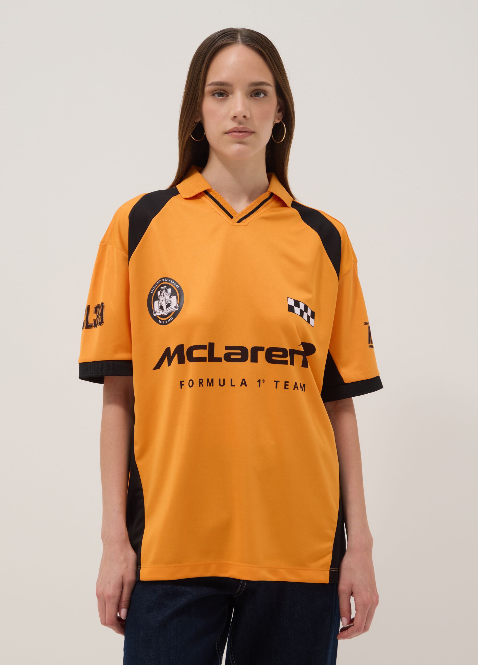 Oranges Poloshirt mit kurzen &Auml;rmeln, Regular Fit