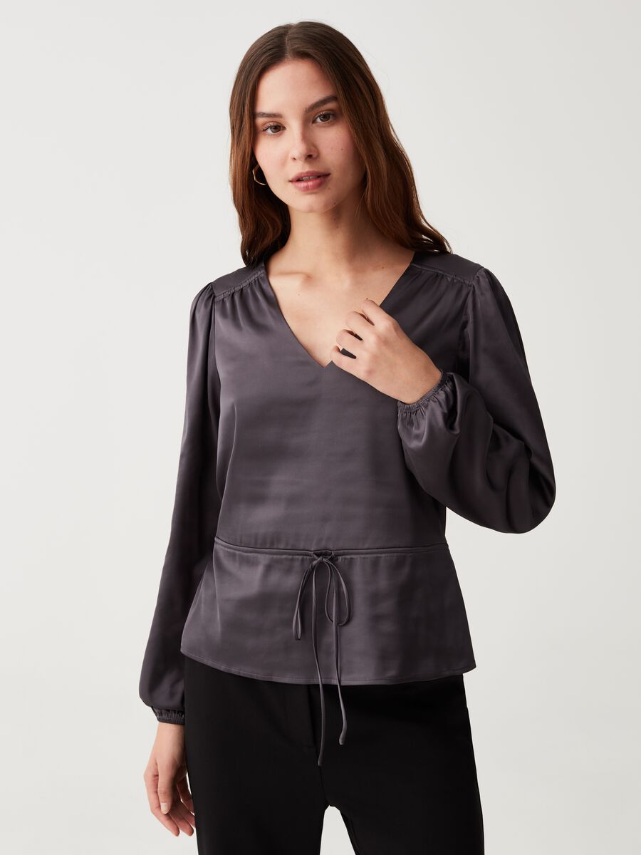 Satin blouse with drawstring_1