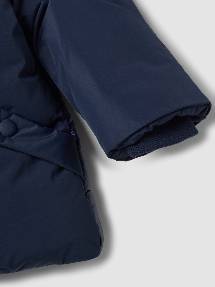 Navy padded hooded jacket, regular fit_3