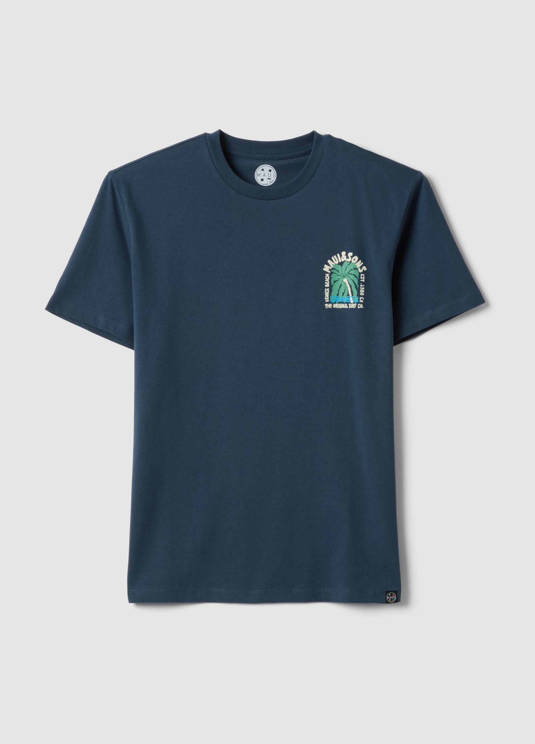 Blue short-sleeve pure cotton T-shirt