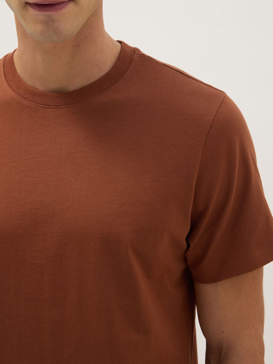 Regular fit brown pure cotton t-shirt_3