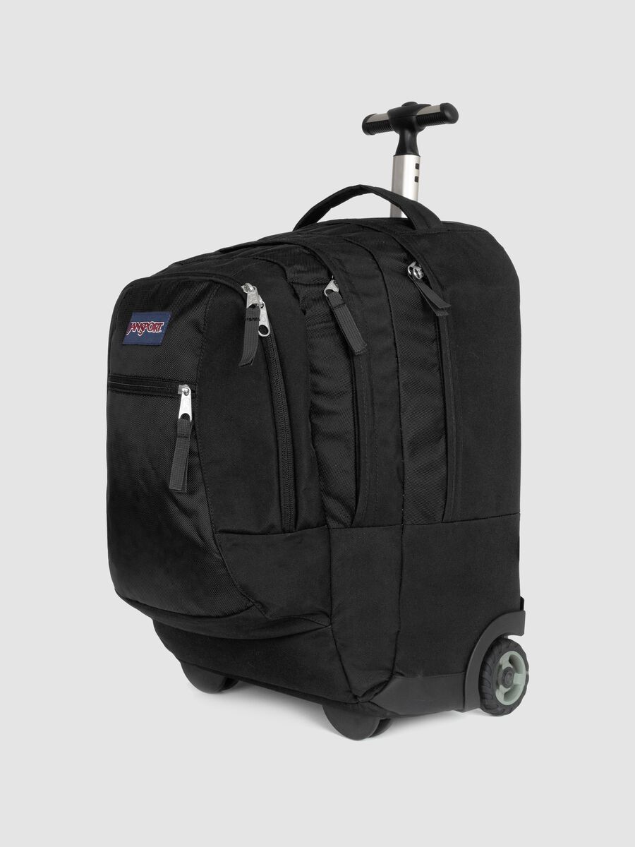 Zaino trolley nero con ruote e tasche zip_3