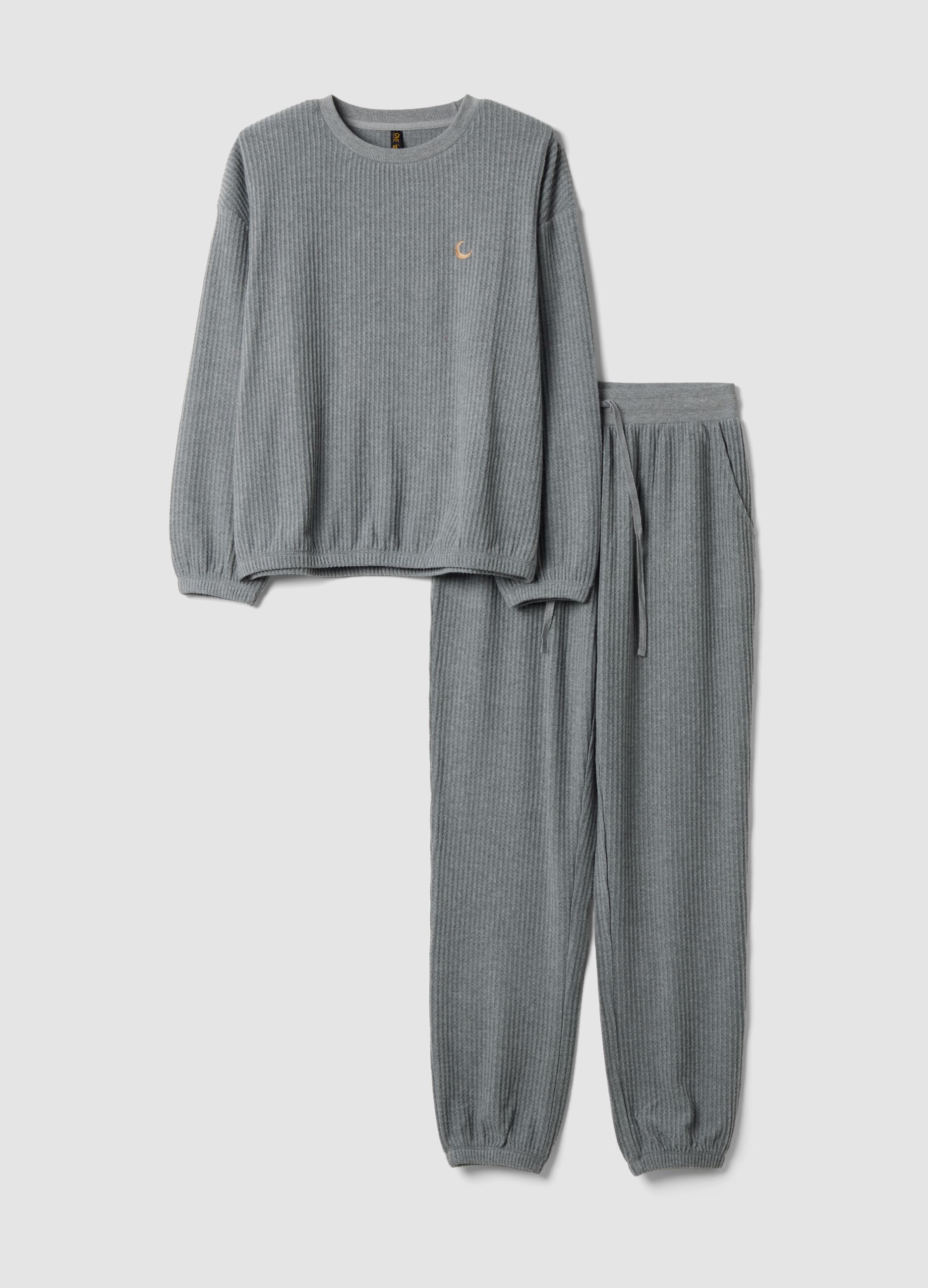 Pigiama grigio in jersey di viscosa elasticizzata regular fit