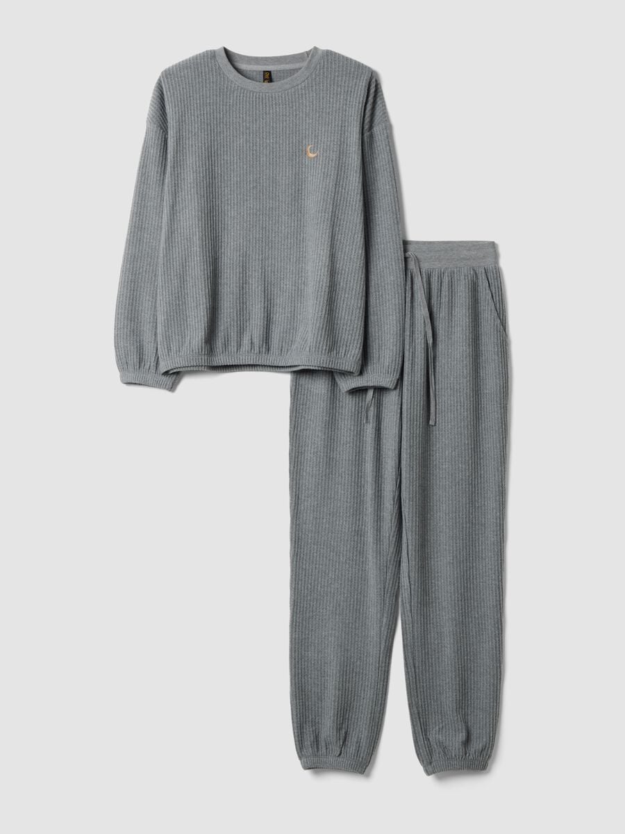 Pigiama grigio in jersey di viscosa elasticizzata regular fit_4