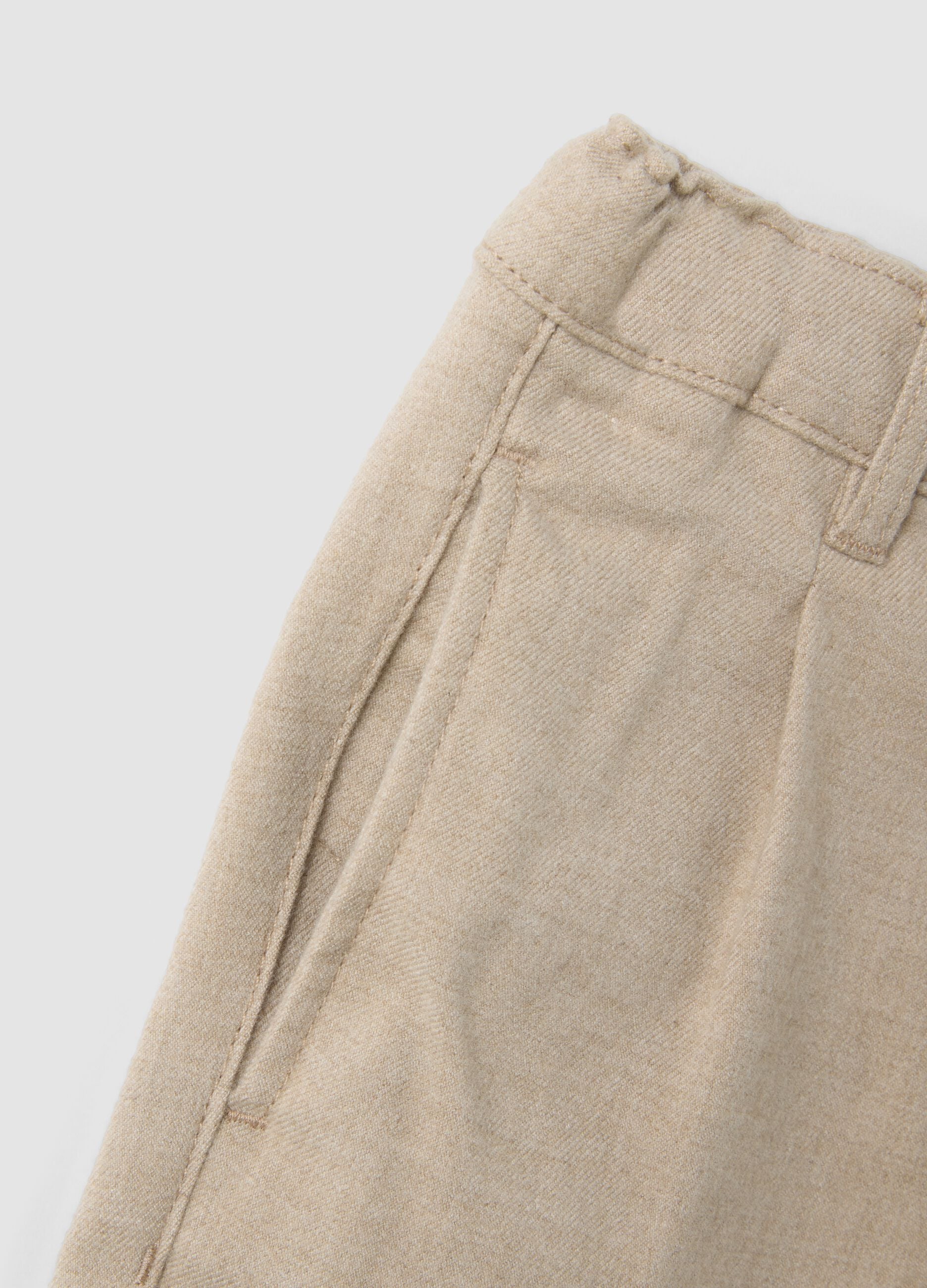 Beige regular-fit stretch viscose trousers