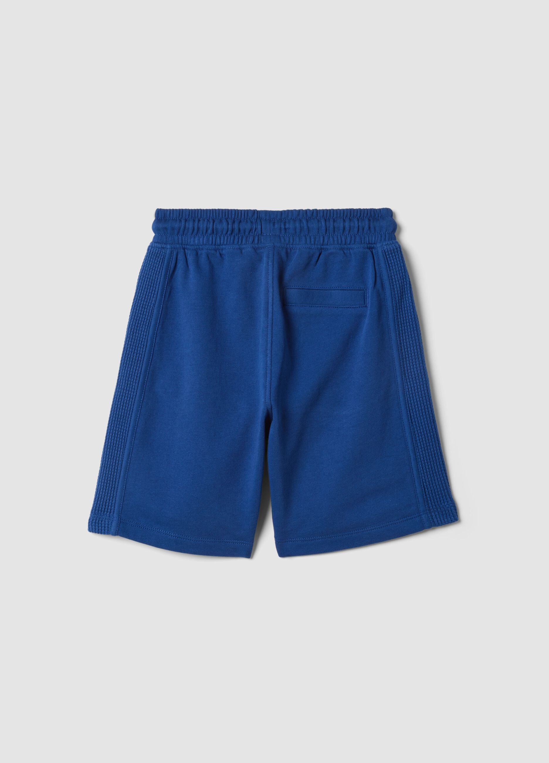 Blue pure cotton shorts with elasticated waist