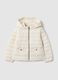 Casaco branco acolchoado para menina, corte regular, com capuz_0