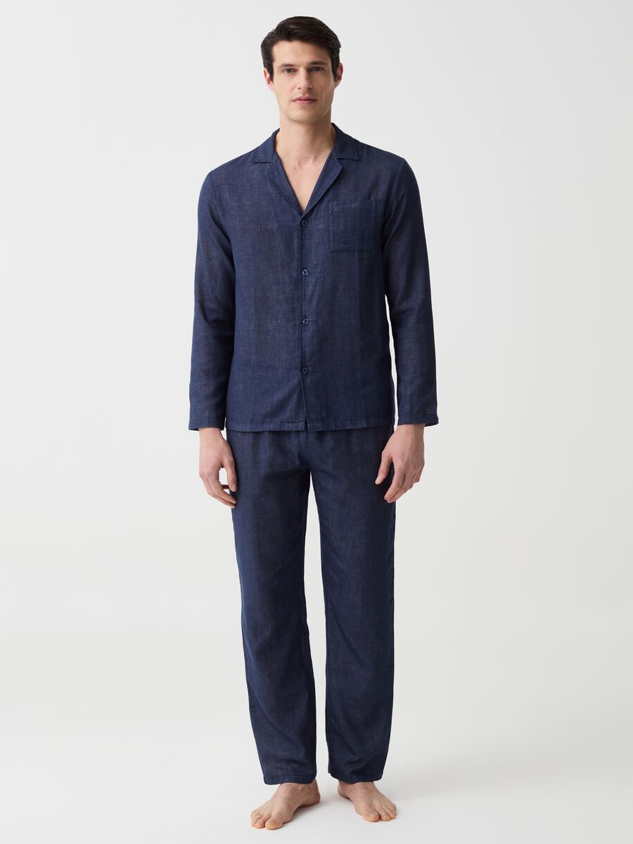 Long cotton pyjamas with pocket_0