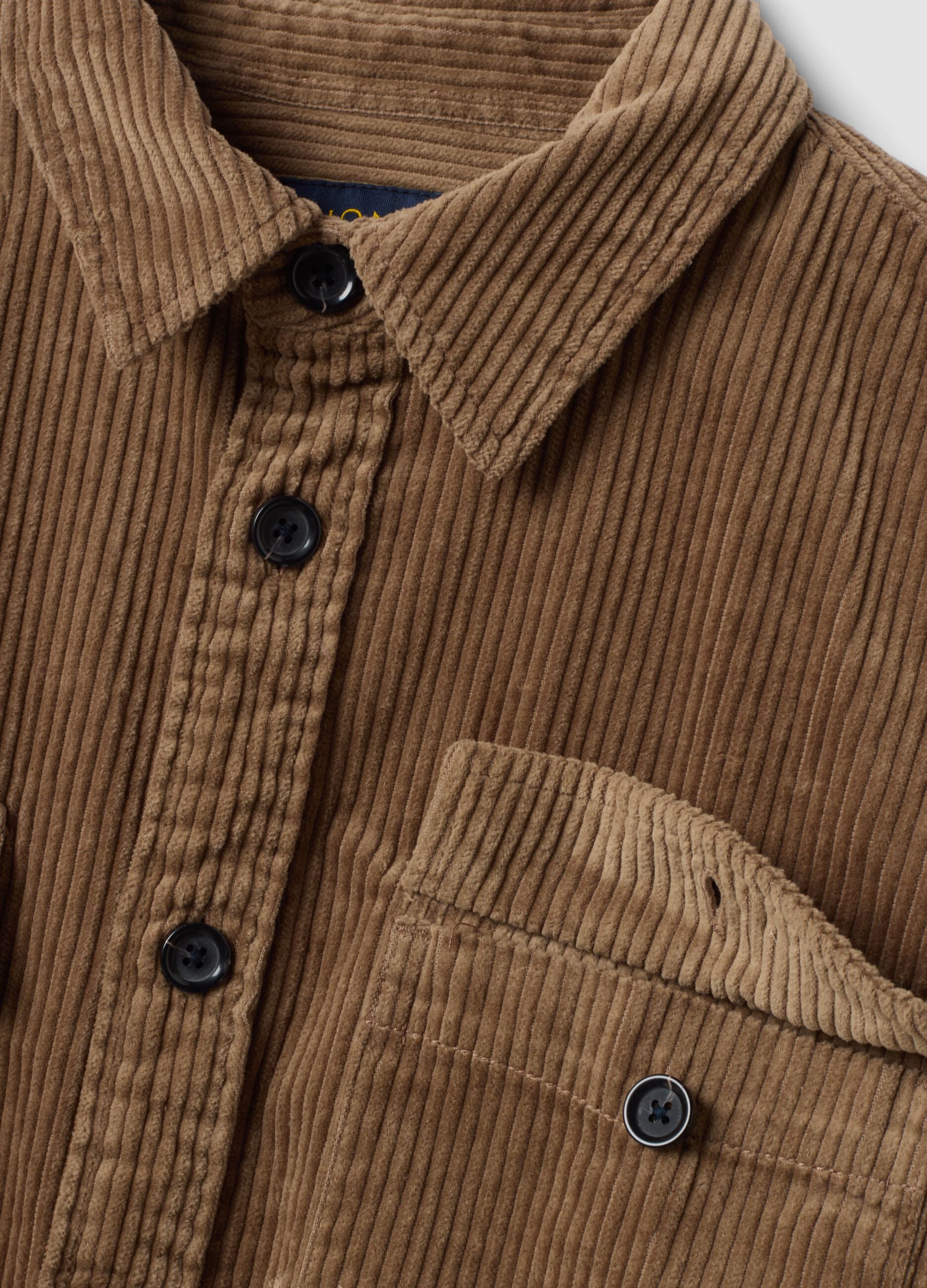 Brown pure cotton ribbed over-fit shacket
