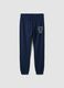 Blue pure cotton joggers with college print for boys_3