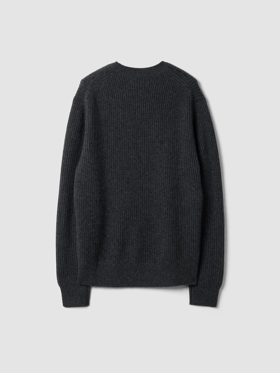 Grey pure cashmere ribbed jumper, regular fit_2