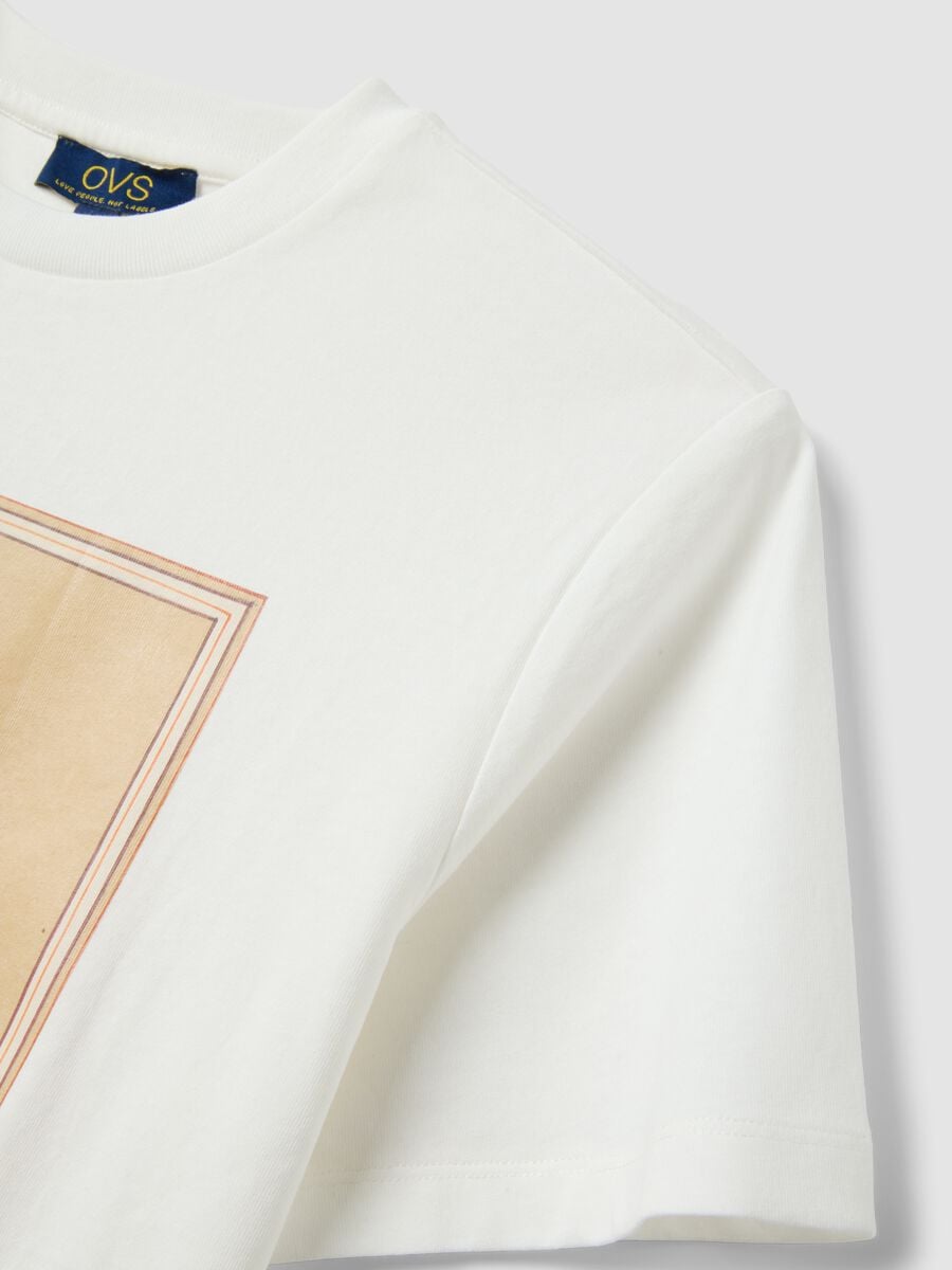 White pure cotton T-shirt with floral print_1