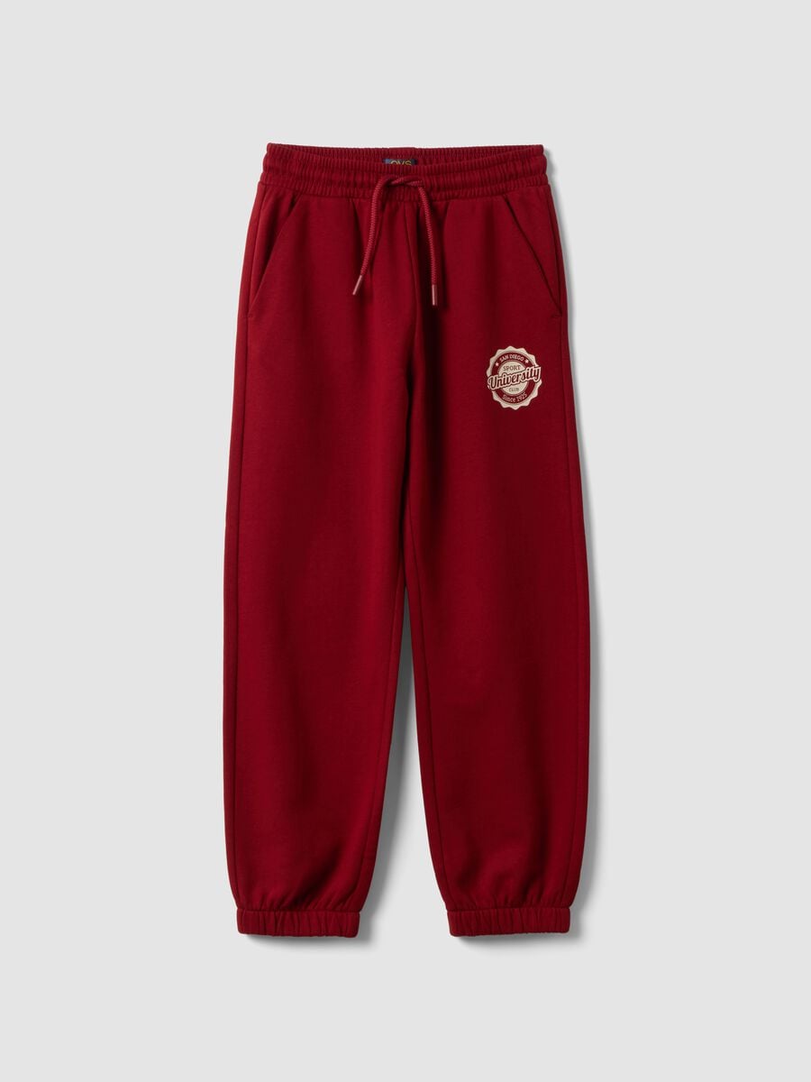 Pantaloni jogger rossi in puro cotone regular fit_0