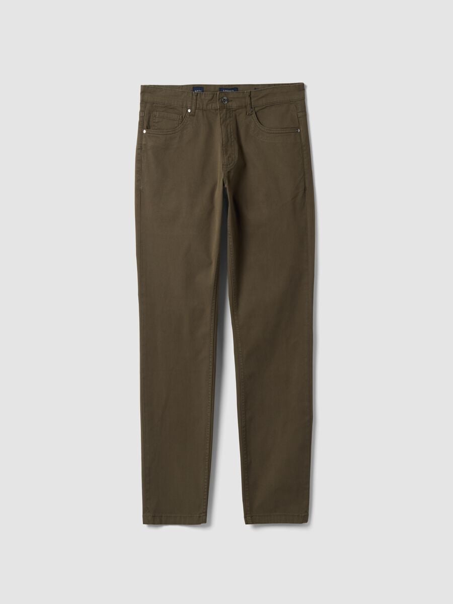Gr&uuml;ne Slim-Fit Five-Pocket-Hose aus Stretch-Baumwolle_0