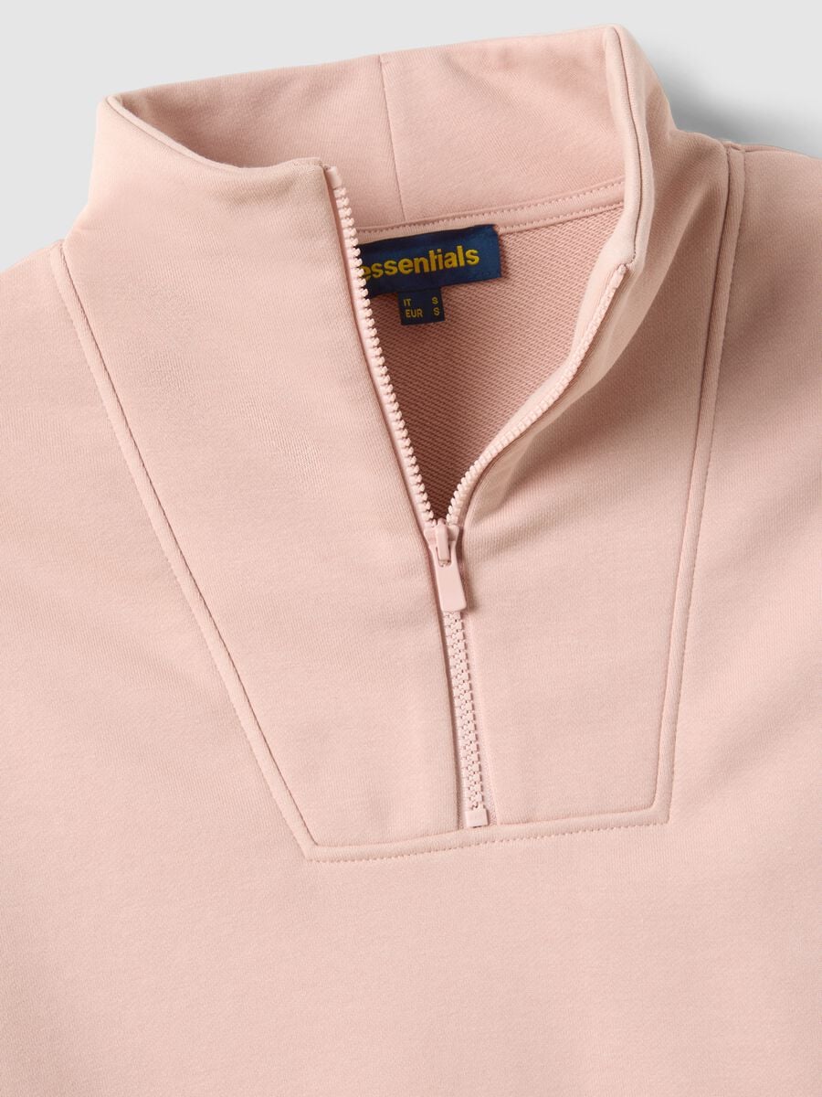 Sudadera rosa de mezcla de algod&oacute;n corte regular con media cremallera y cuello alto_5