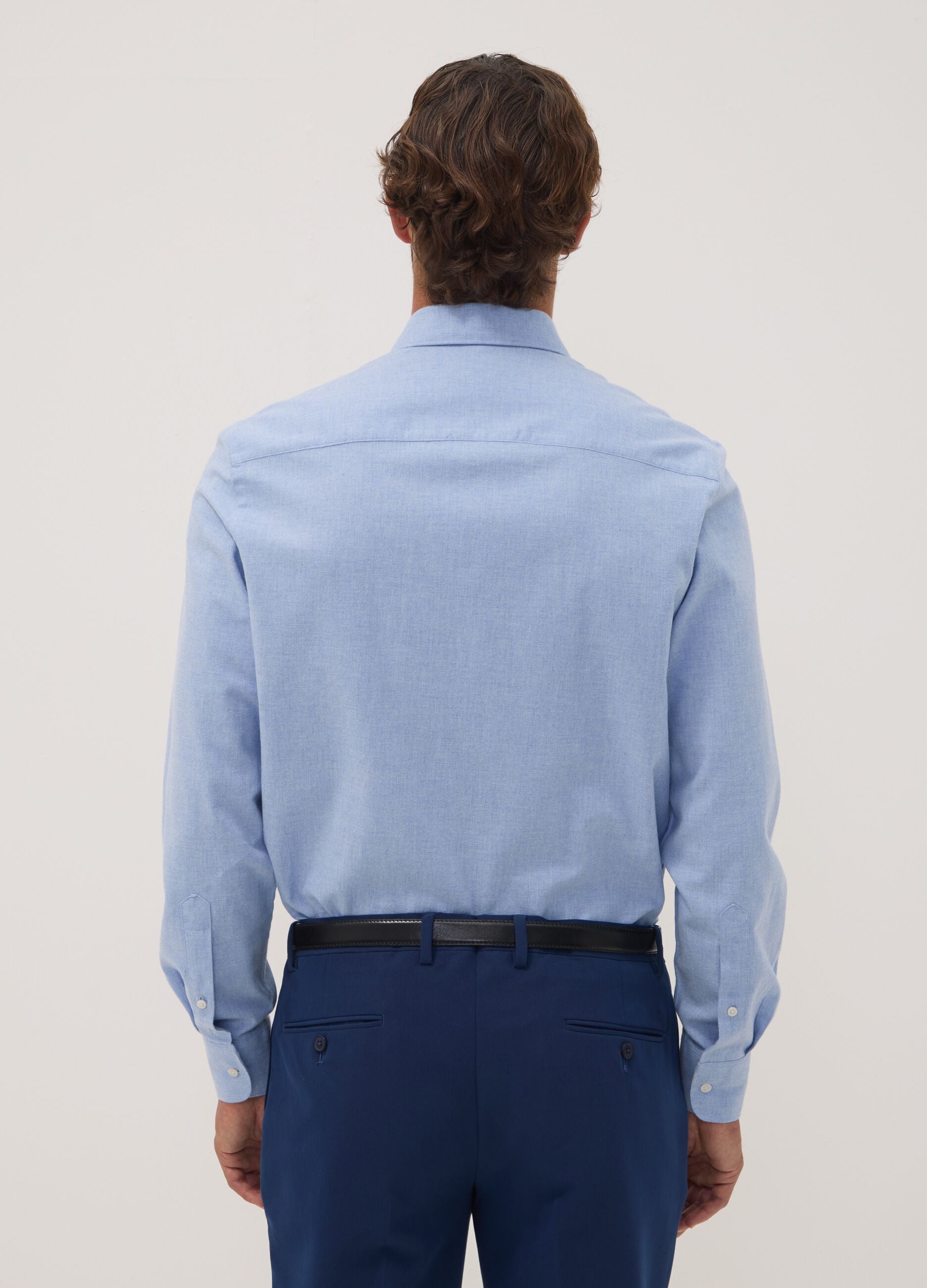 Light blue pure cotton twill shirt, regular fit