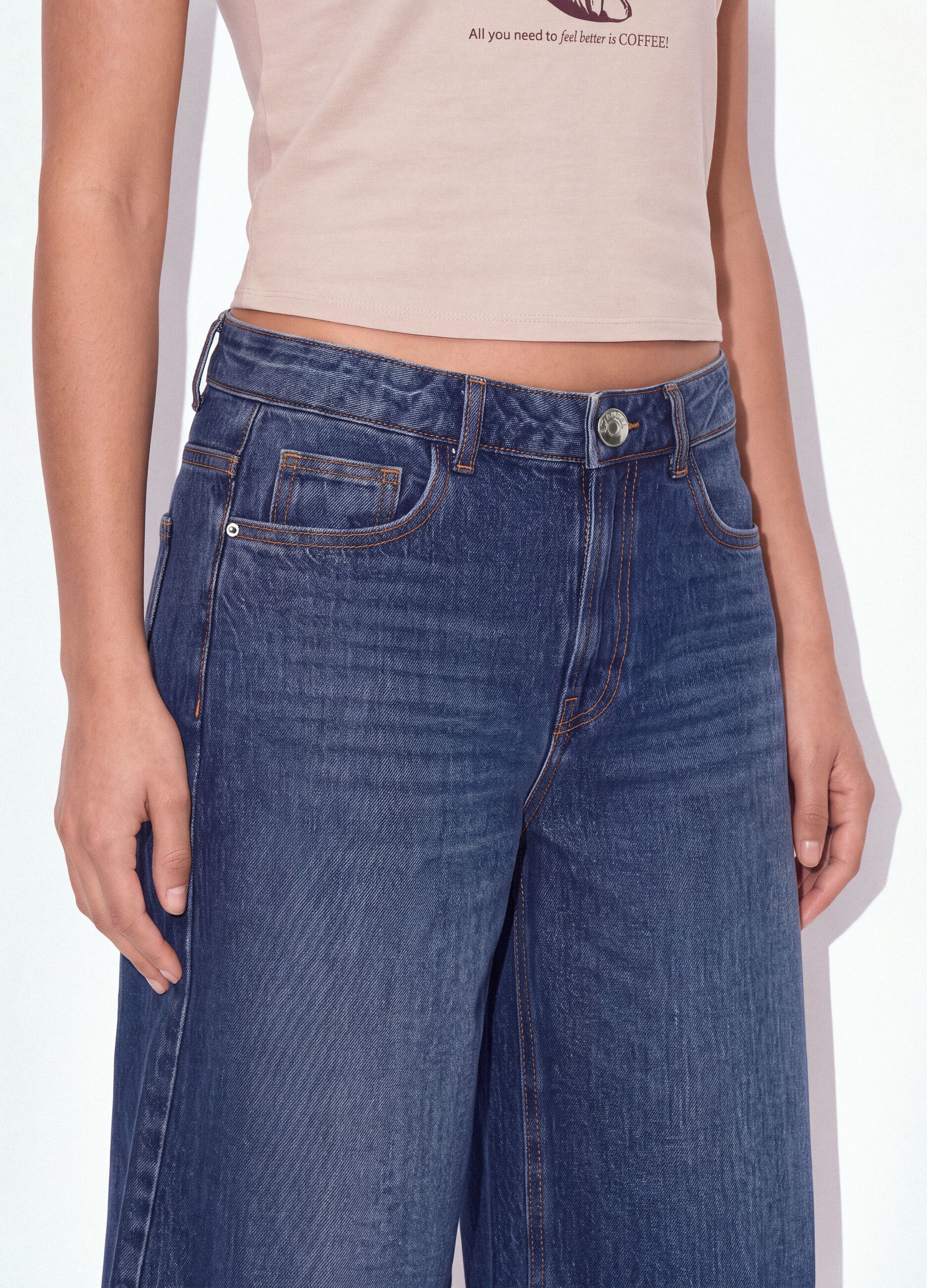 Blue pure cotton baggy denim shorts