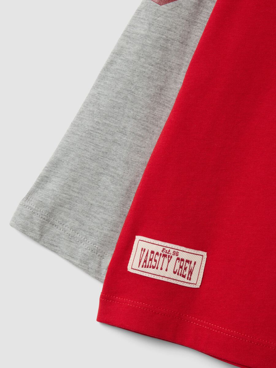 Red pure cotton crew-neck raglan T-shirt for boys_3