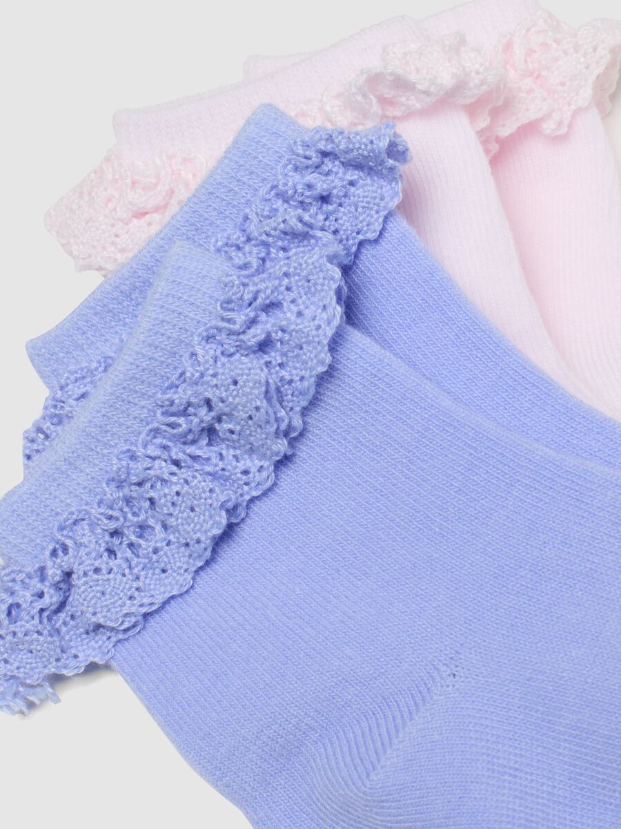 Multicolour Cotton Blend Baby Girl Lace Socks Tripack_1