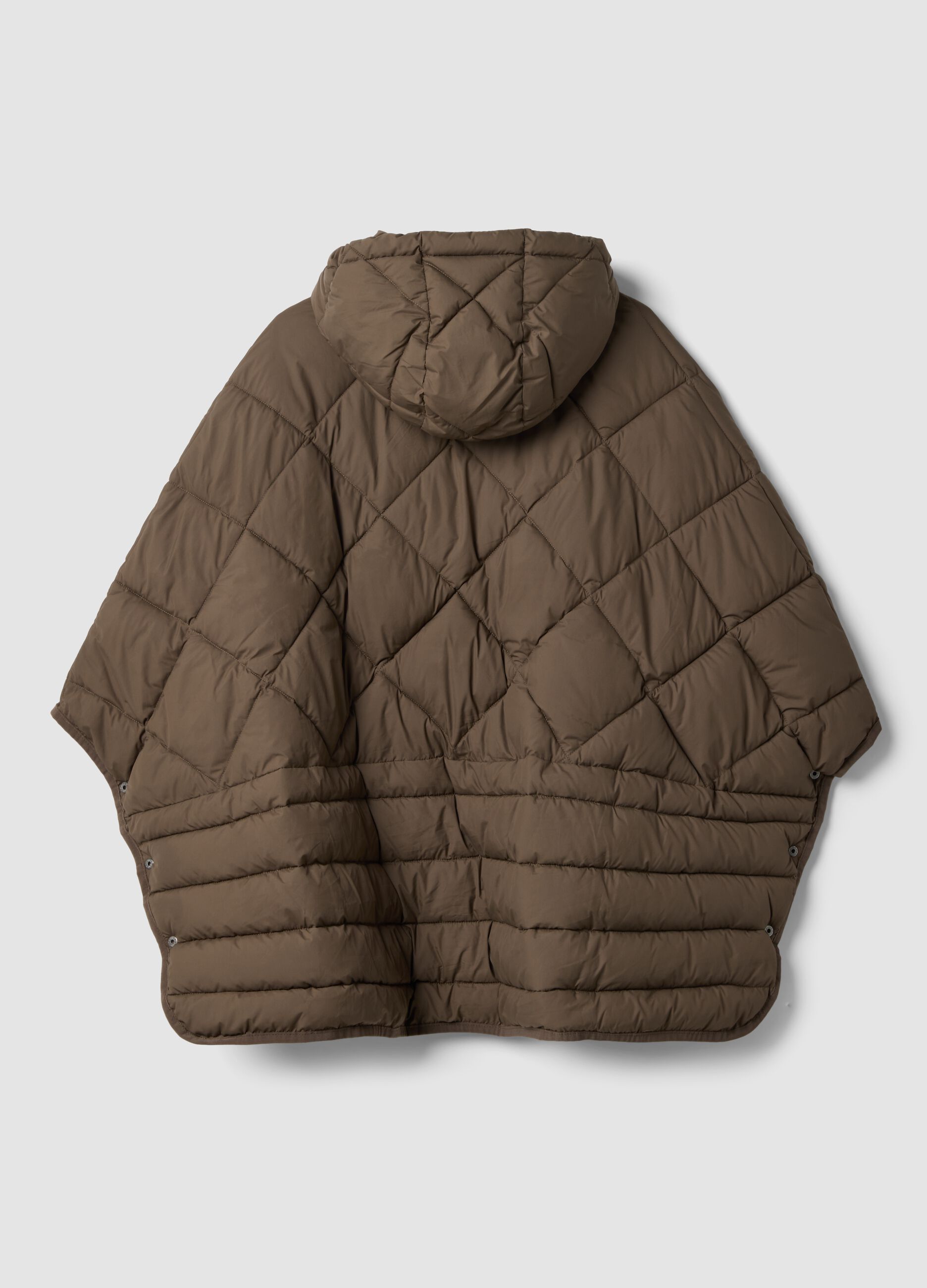 Braune, wattierte Oversize-Jacke mit Kapuze und Rei&szlig;verschluss