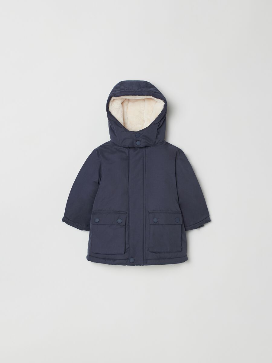 Quilted puffer jacket with hood_0