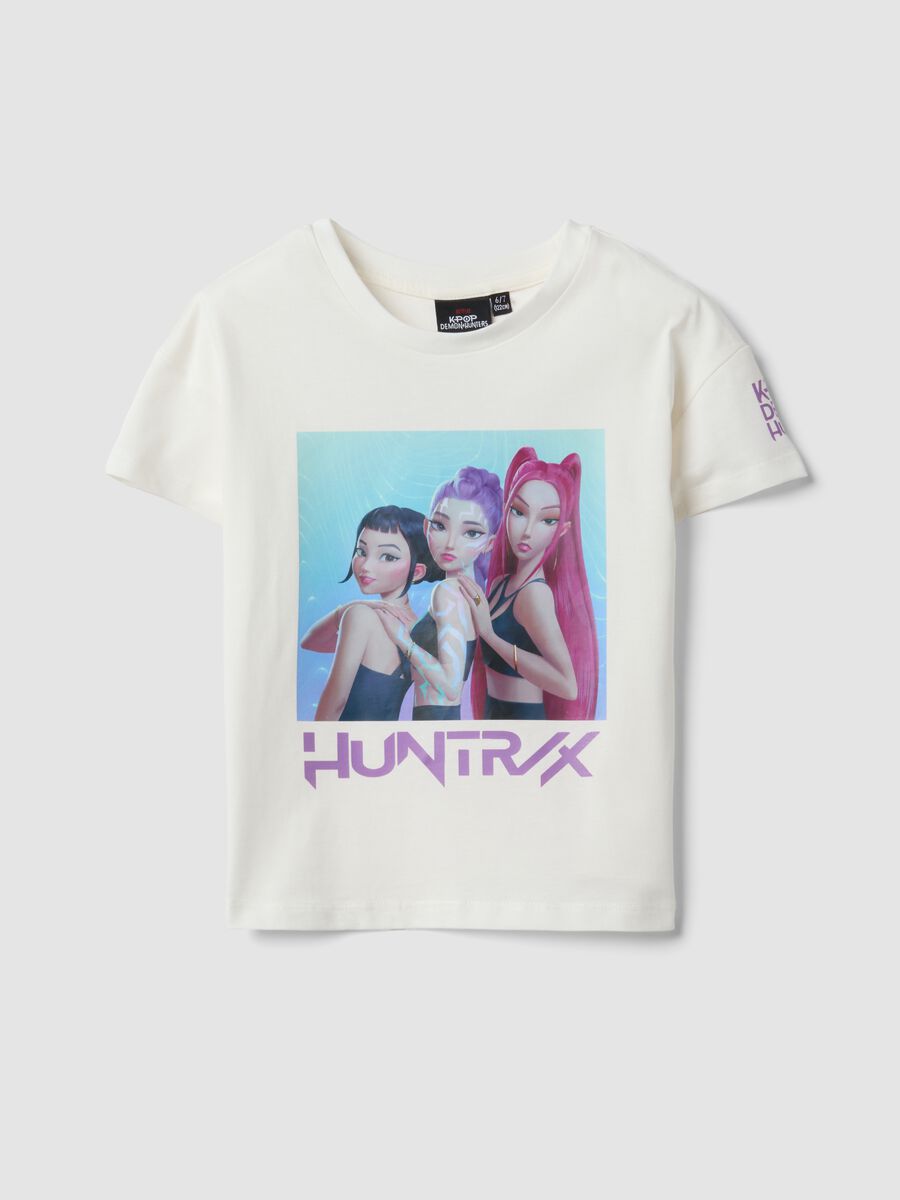 Wei&szlig;es T-Shirt aus reiner Baumwolle mit K-Pop Demon Hunters Print f&uuml;r M&auml;dchen_0