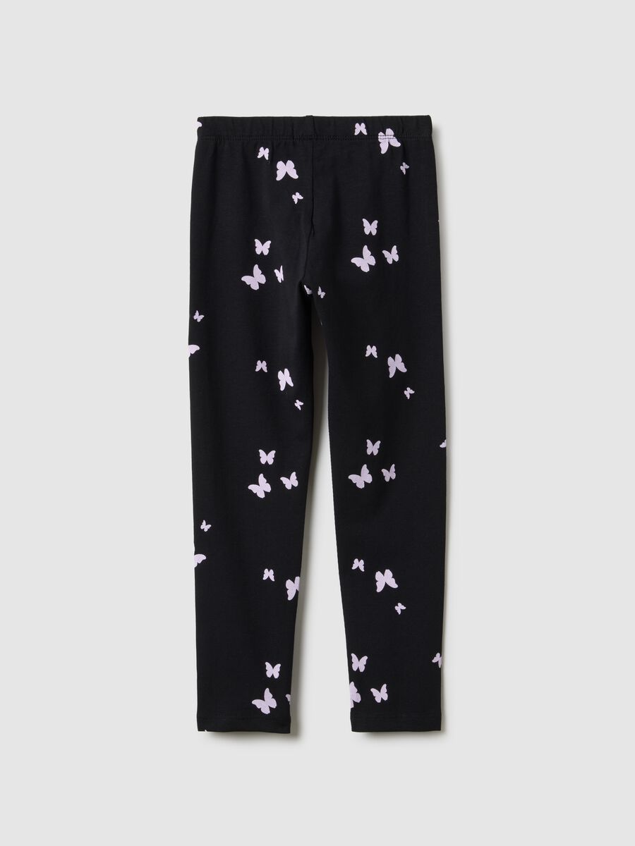 Black skinny fit stretch cotton leggings for girls_1