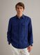 Blue regular-fit pure linen shirt with double pocket_2