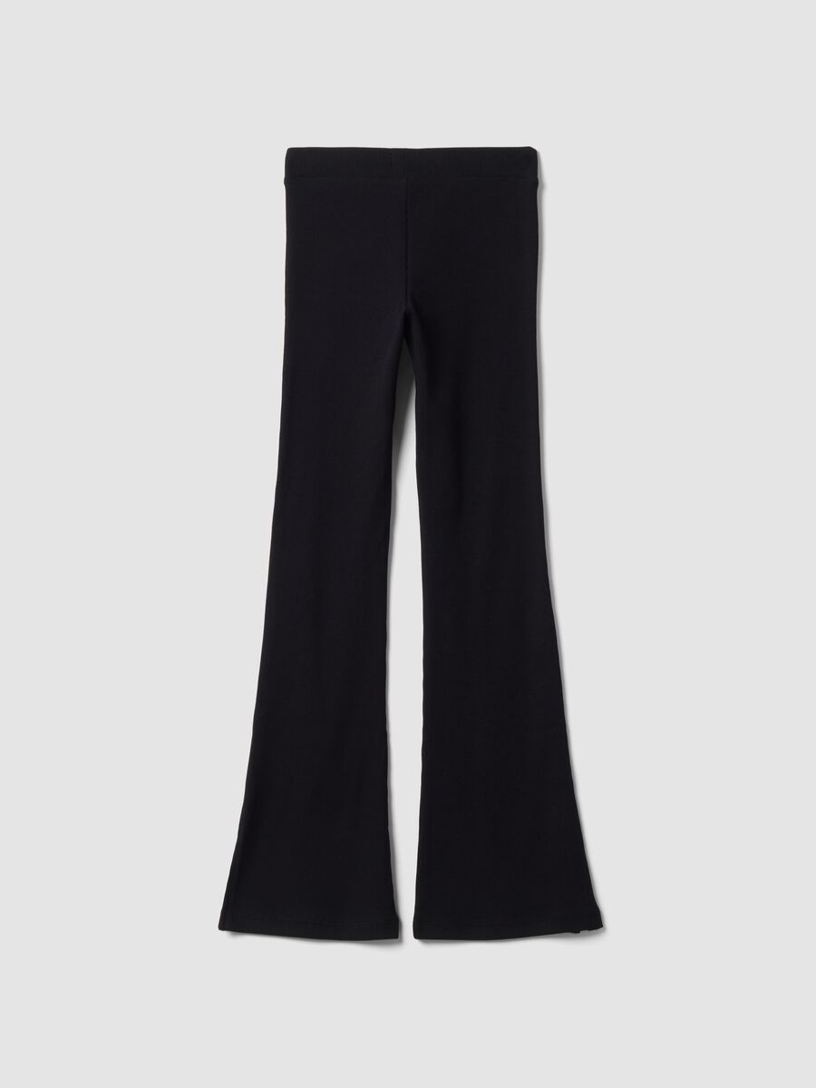 Black flared leggings in stretch cotton_5