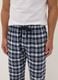 White and blue checked organic cotton flannel pyjama trousers_2
