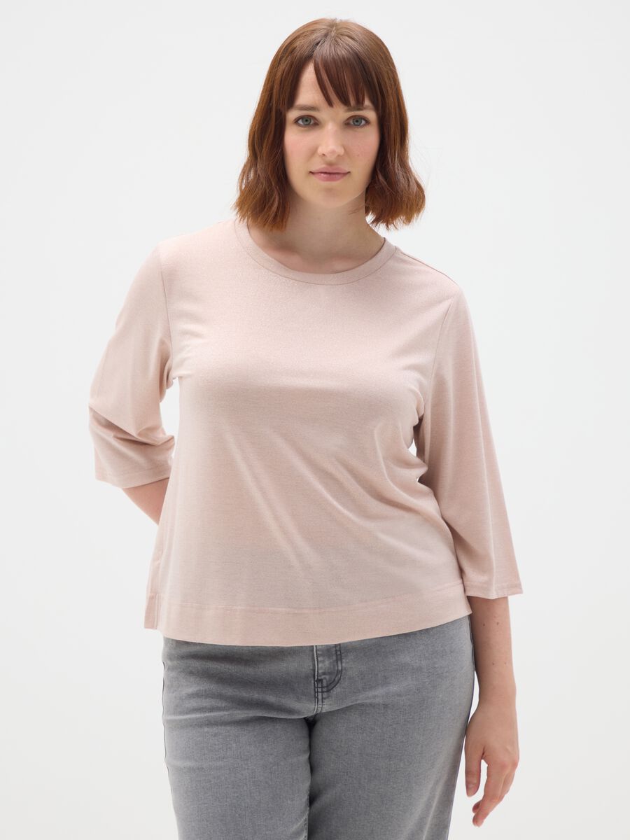 Pink regular fit stretch blend T-shirt_0