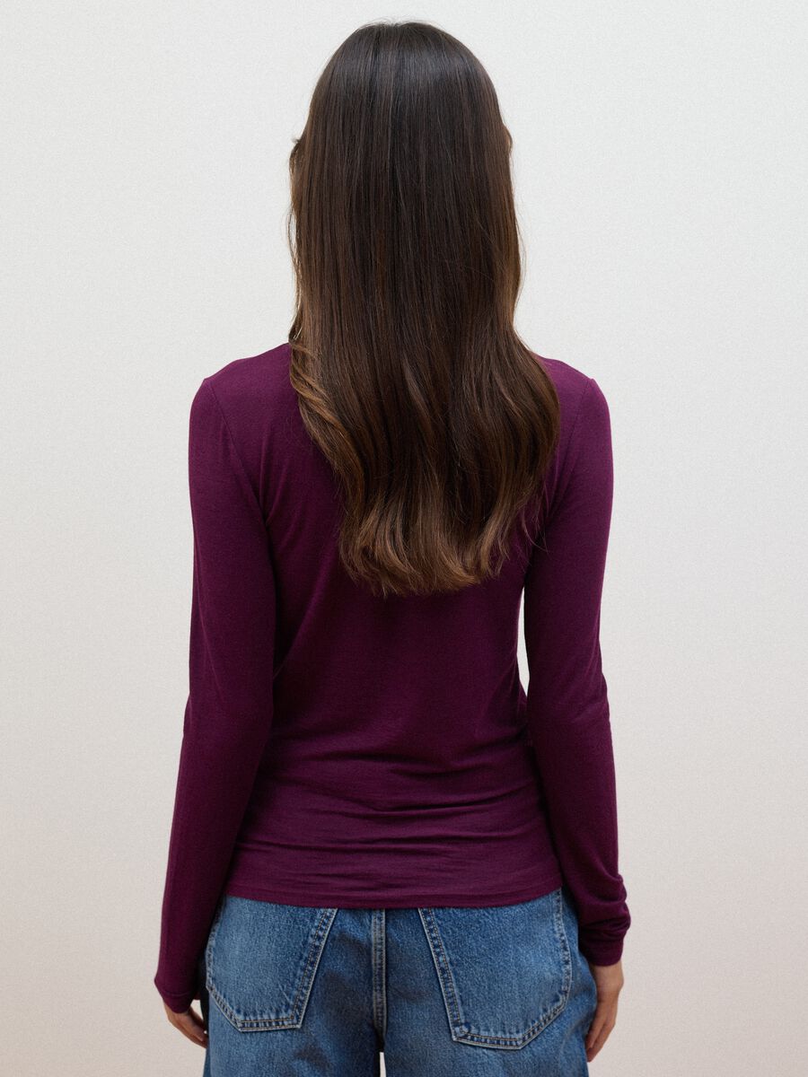 Purple modal and stretch cashmere T-shirt, regular fit_3
