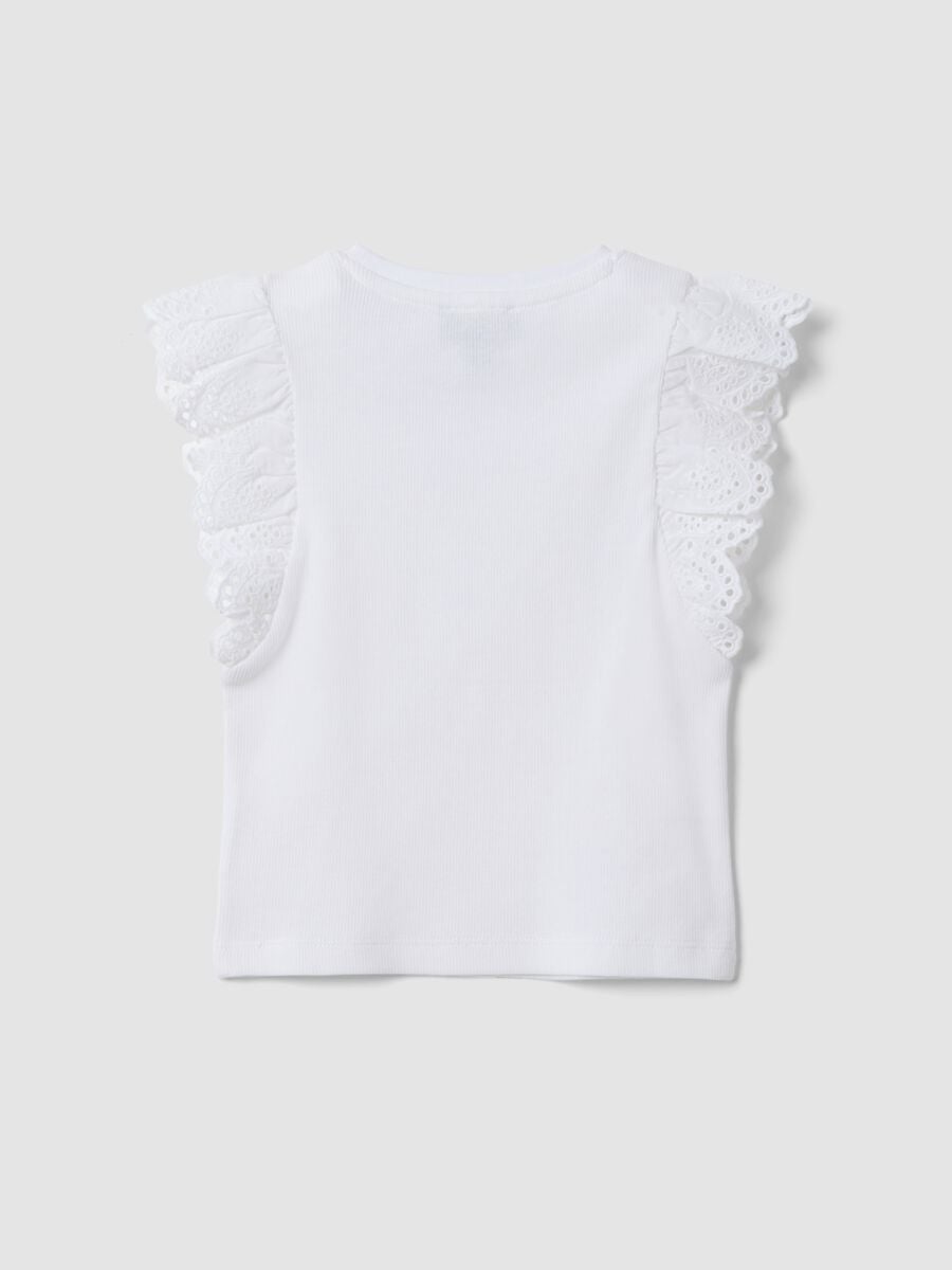 White stretch cotton girls&rsquo; vest top with ruffles_4