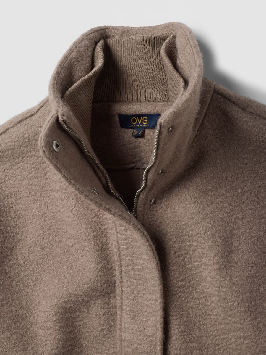Beige regular-fit jacket with high neck and patch pockets_6