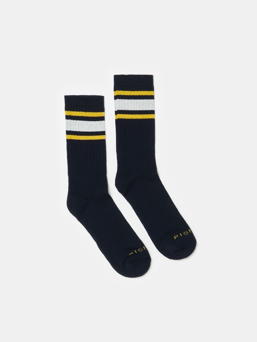 Cotton socks with striped detail_0