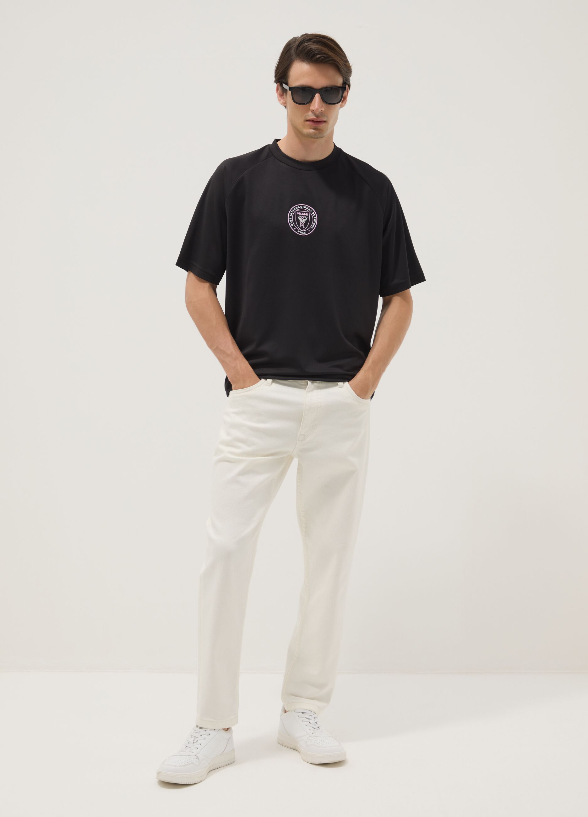 Schwarzes T-Shirt mit Inter Miami CF Print