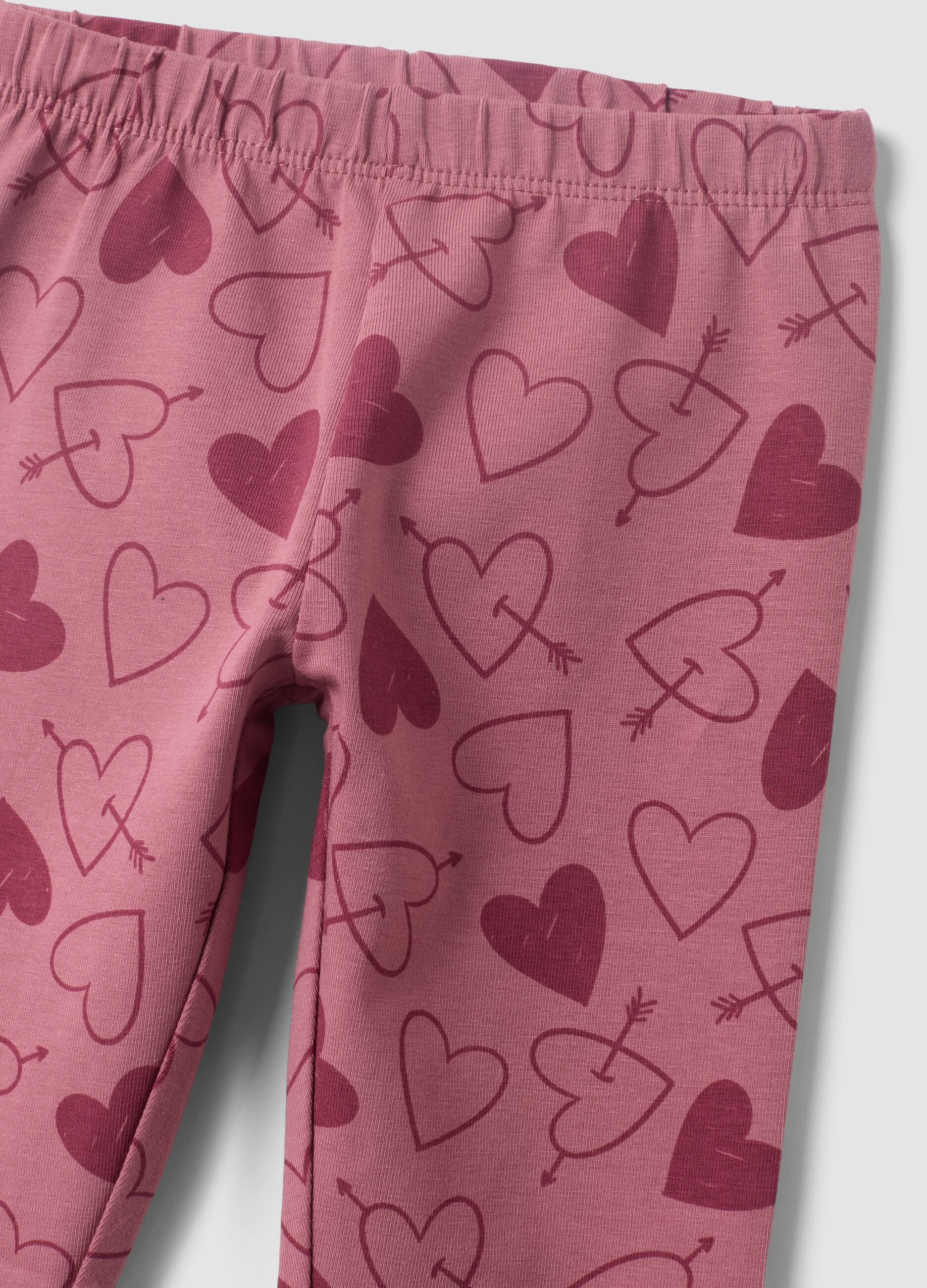 Purple organic cotton-blend leggings with animal print for baby girls