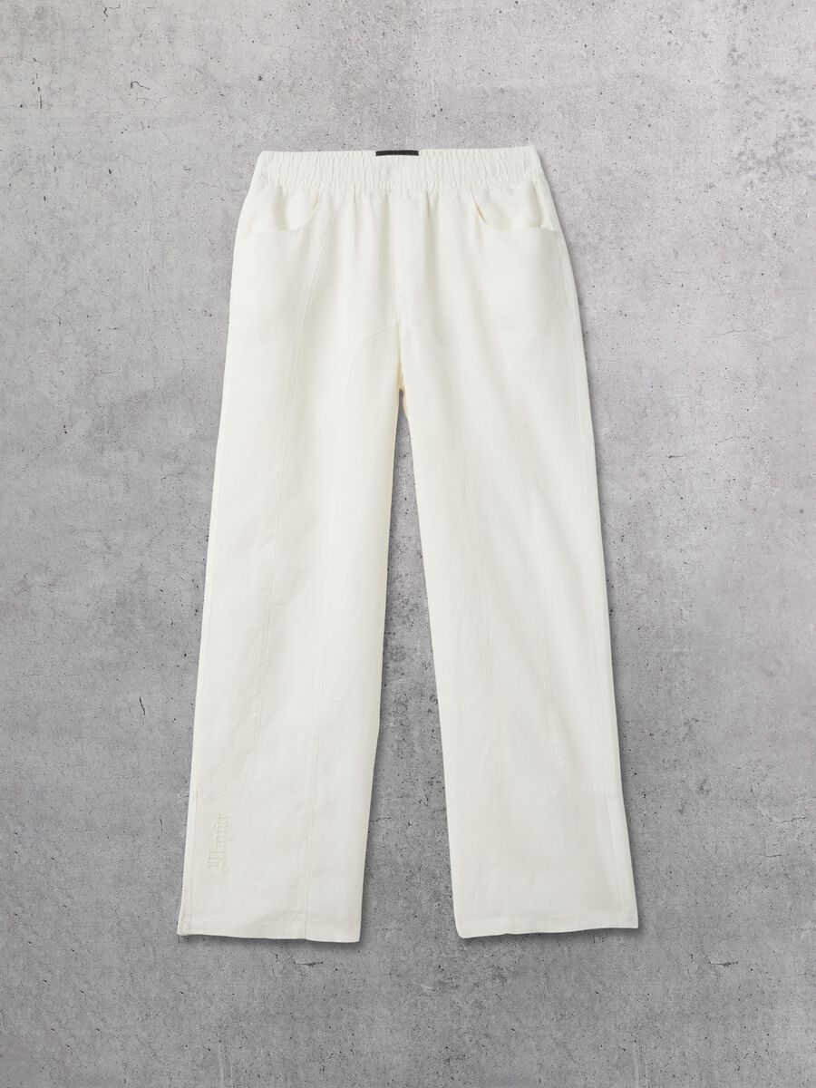 100% Linen Wide-Leg Trousers White_4