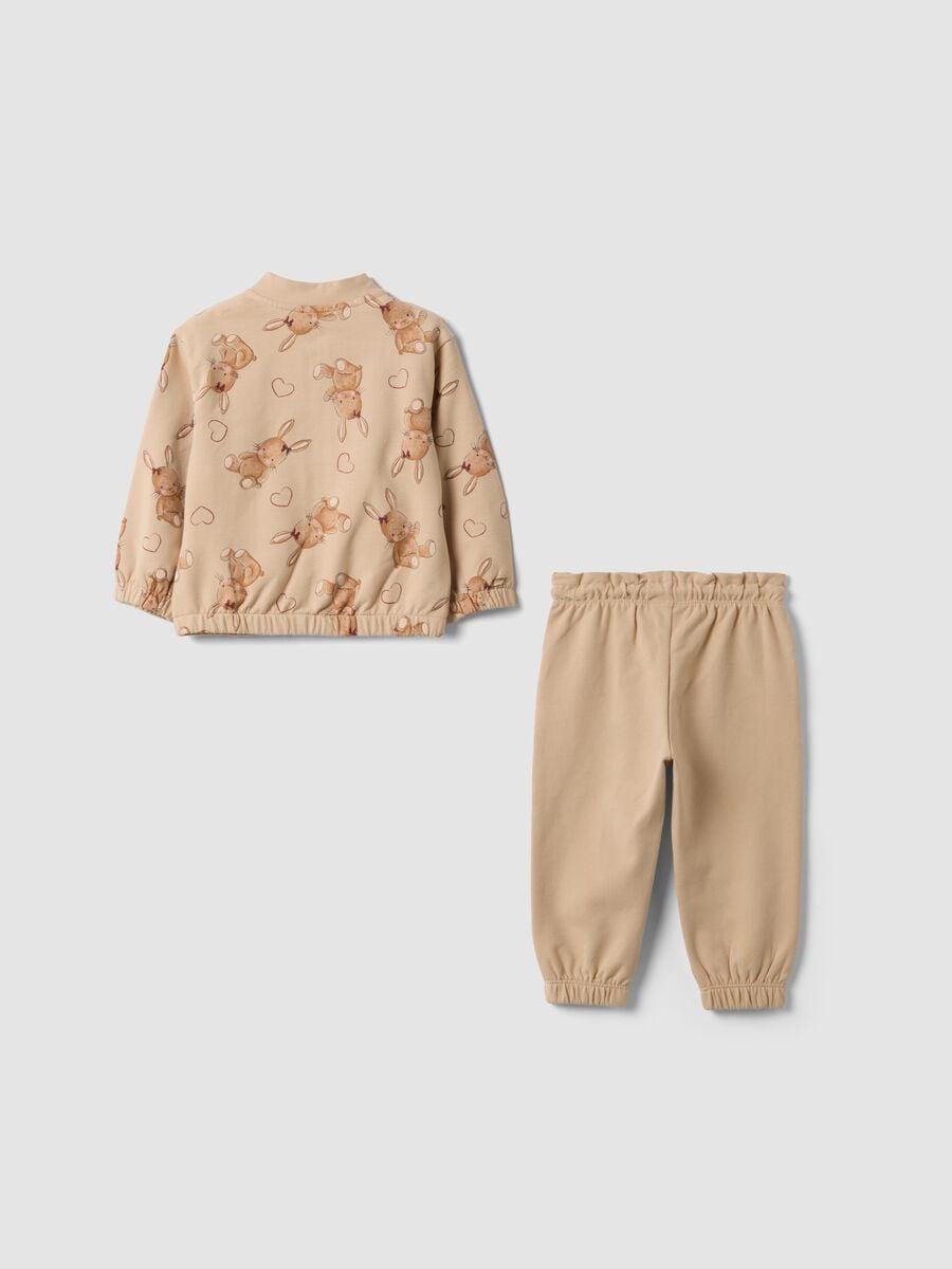 Light brown stretch cotton set with cute animal print_1