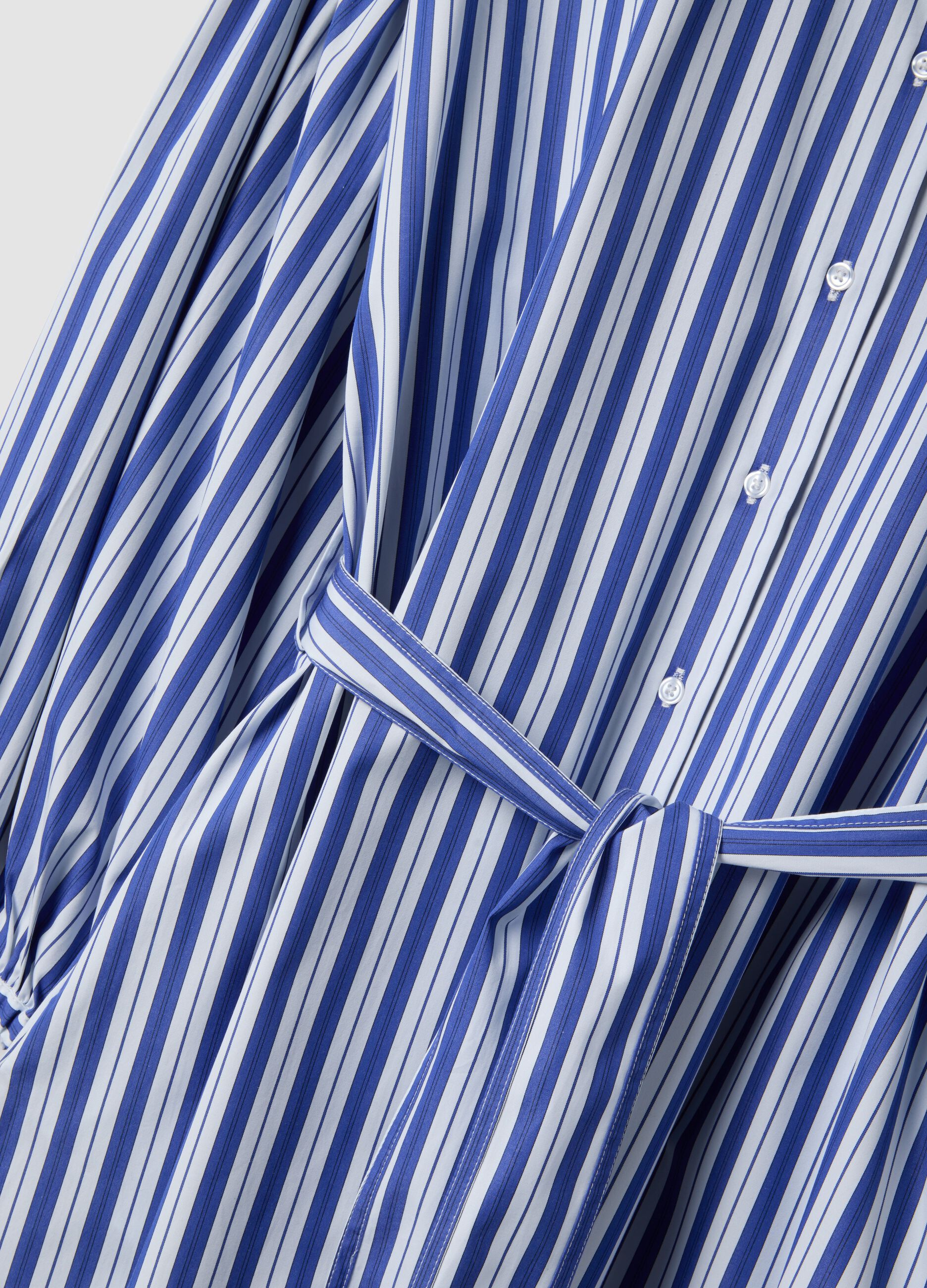 Blue striped pure cotton maxi dress