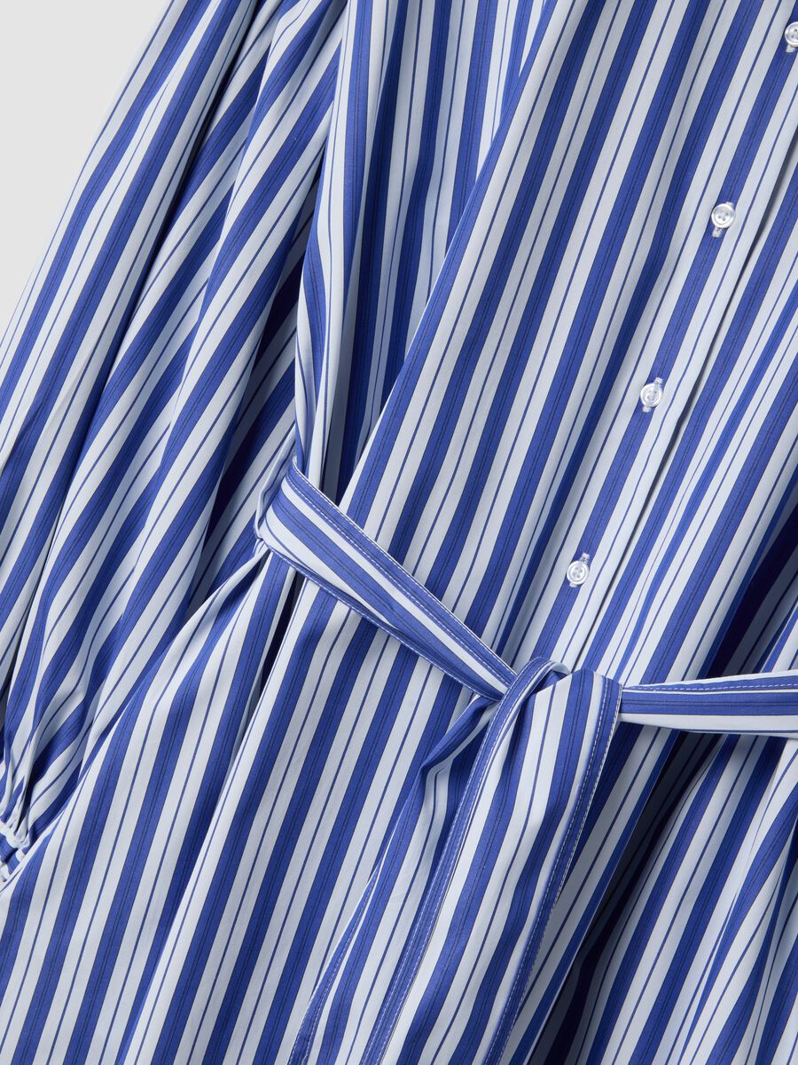 Duga haljina s plavim prugama od čistog pamuka_5