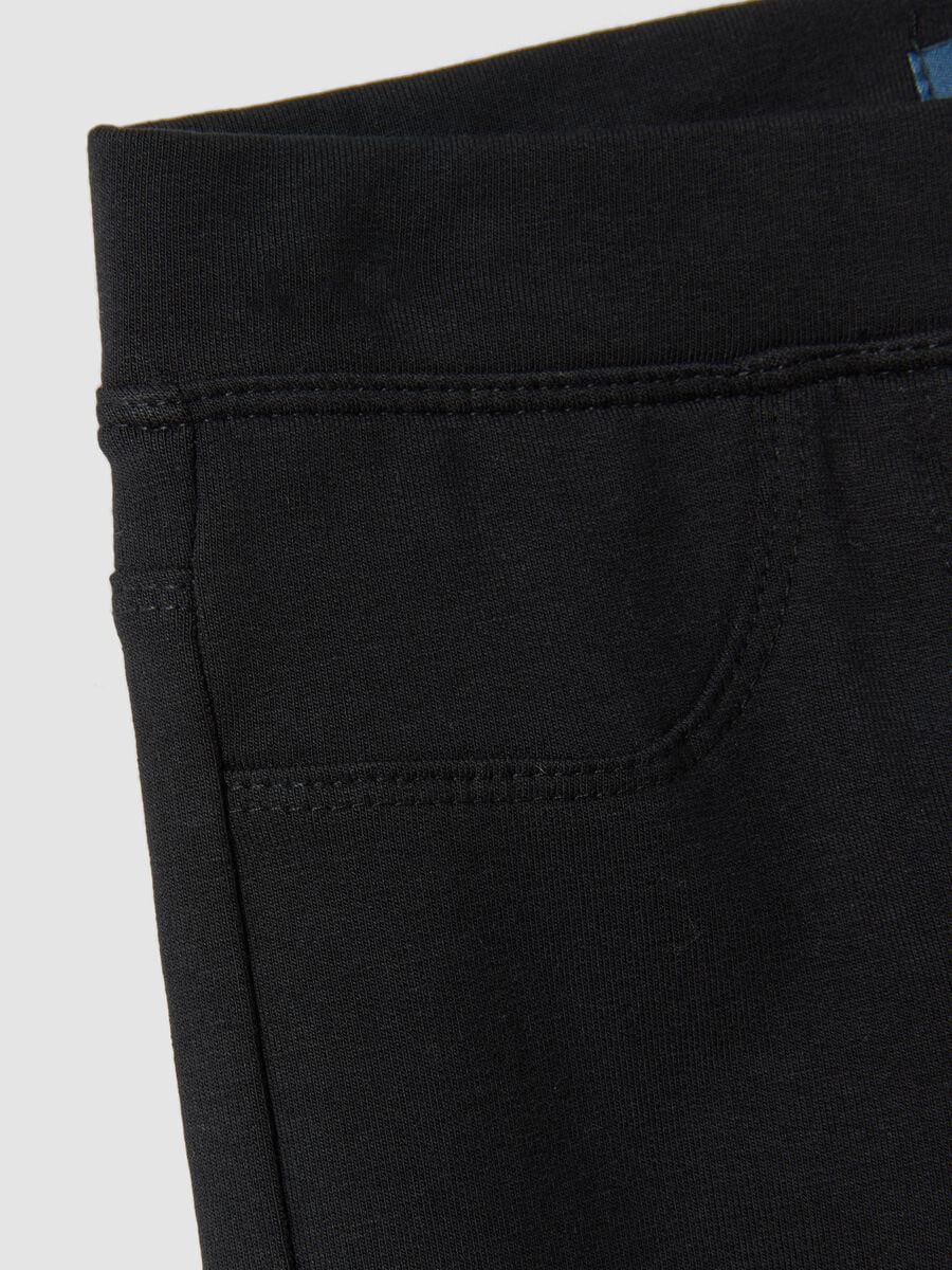 Girls&rsquo; black slim-fit stretch organic cotton treggings_3