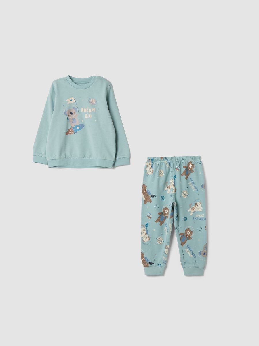 Grey organic cotton babygrow pyjamas with cute animals_0
