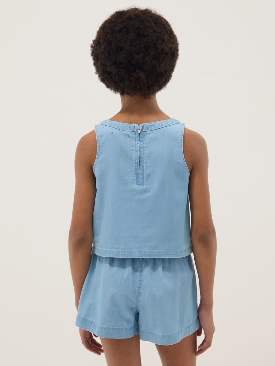 Hellblaue Bluse aus reiner Baumwolle_1