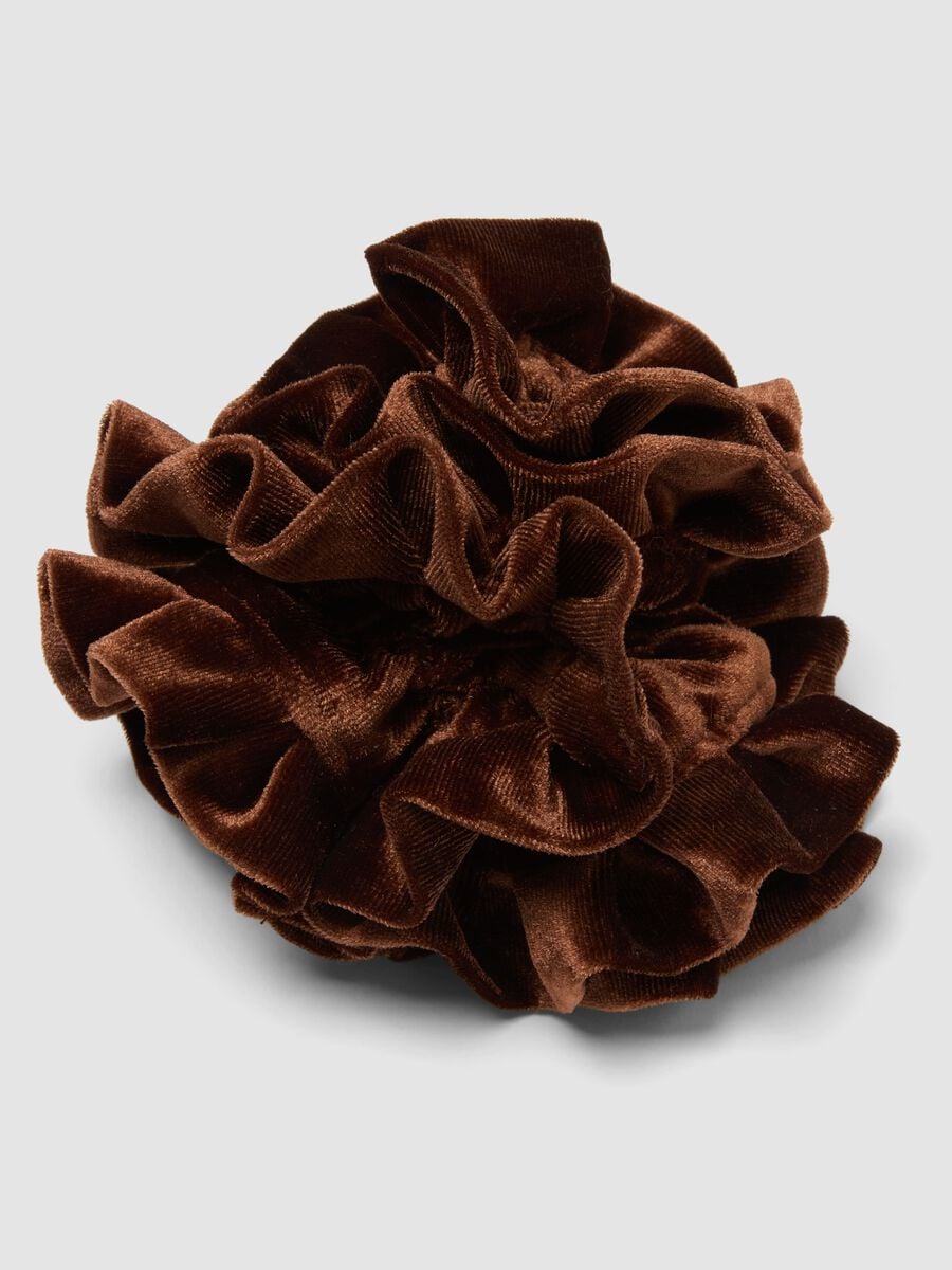 Scrunchie marrone effetto vellutato_2