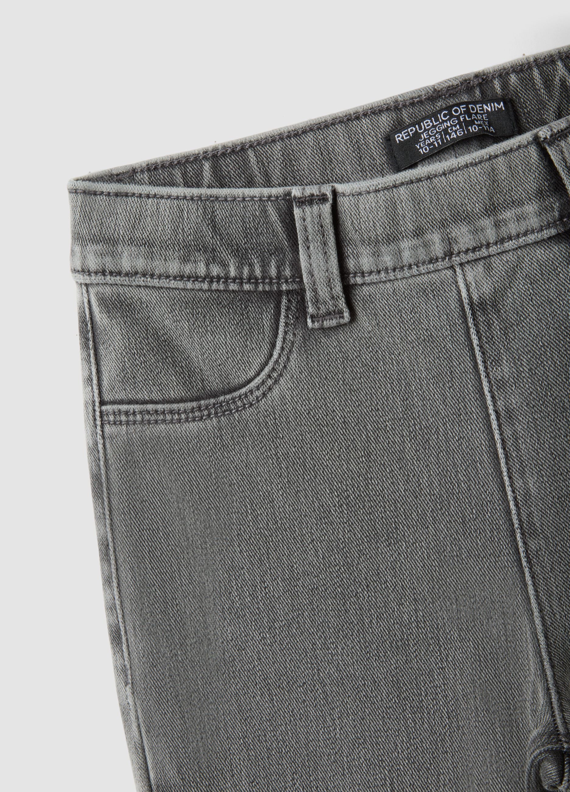 Jeggings grigi flare fit in cotone elasticizzato per ragazza