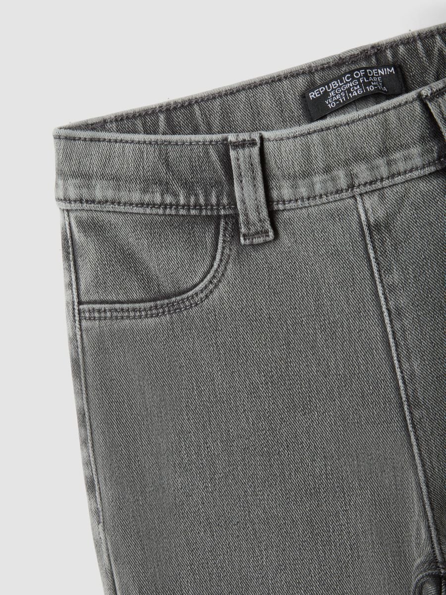 Jeggings grigi flare fit in cotone elasticizzato per ragazza_2