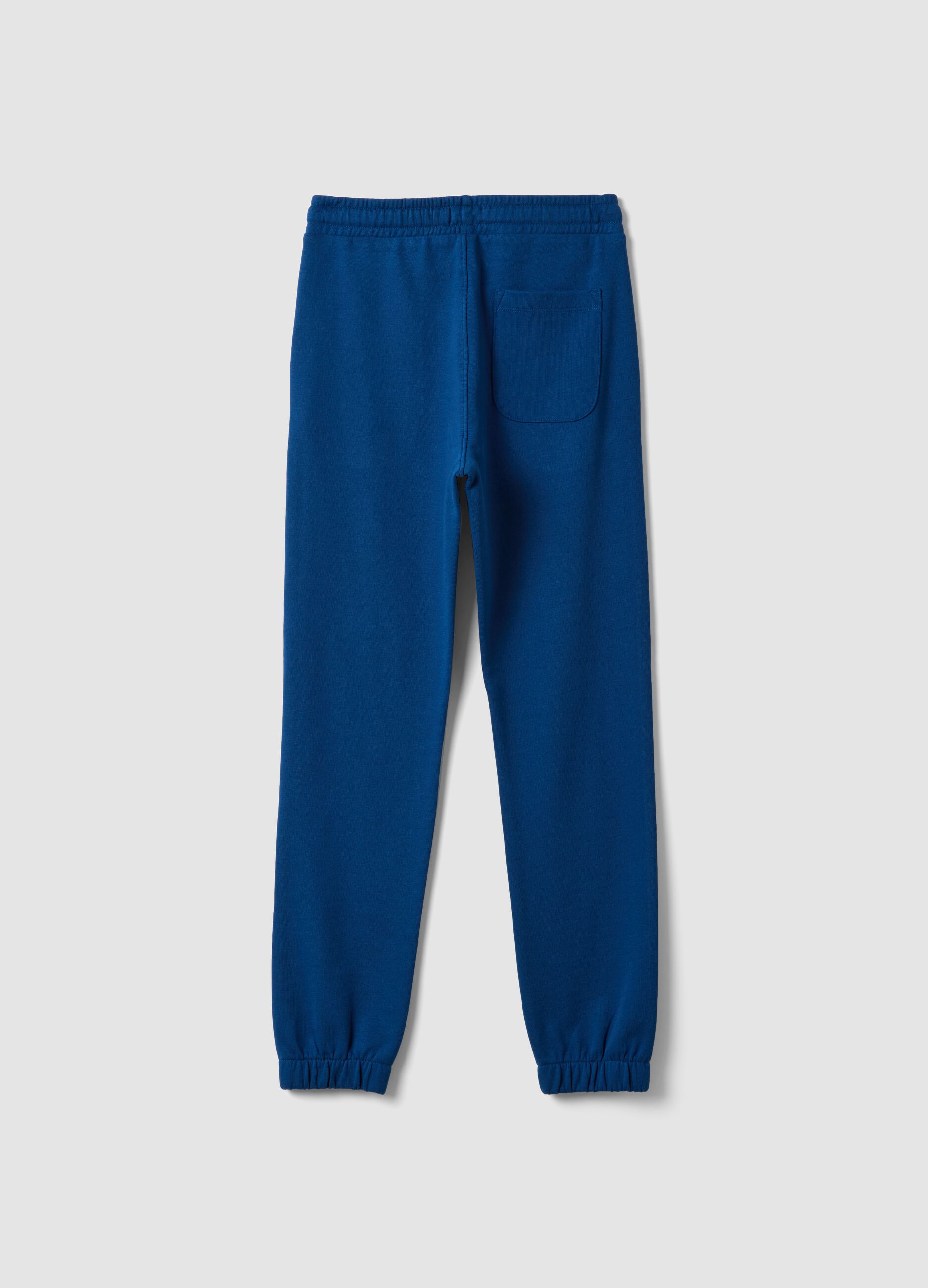 Blue organic cotton joggers with drawstring for boys