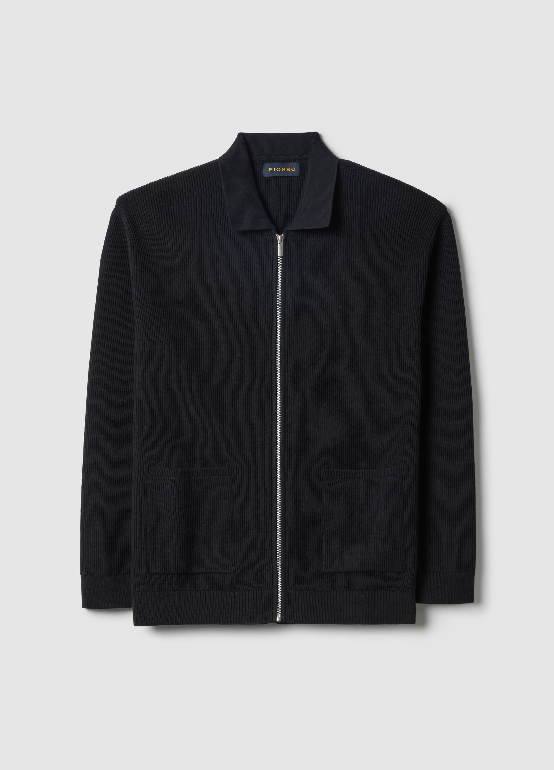 Blauer Cardigan aus reiner Baumwolle, Regular Fit mit Rei&szlig;verschluss