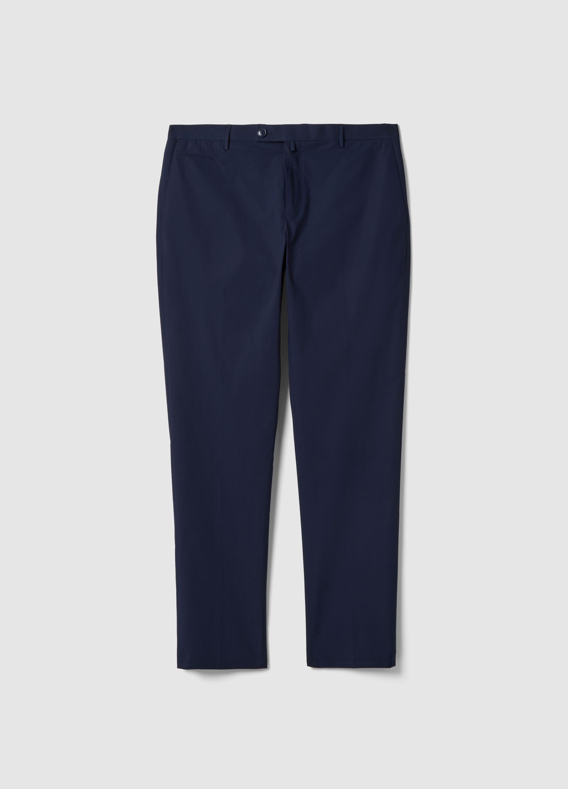 Blue Regular Fit Stretch Cotton Trousers